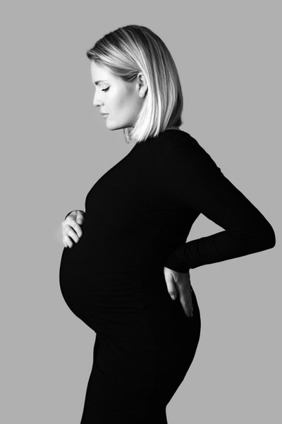 Classic Black-and-White Maternity Portrait