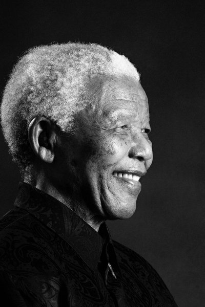 Dignified Black-and-White Portrait Nelson Mandela