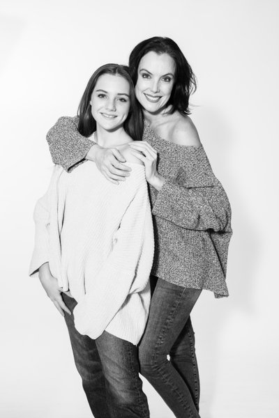 Casual Mother and Daughter Studio Portrait