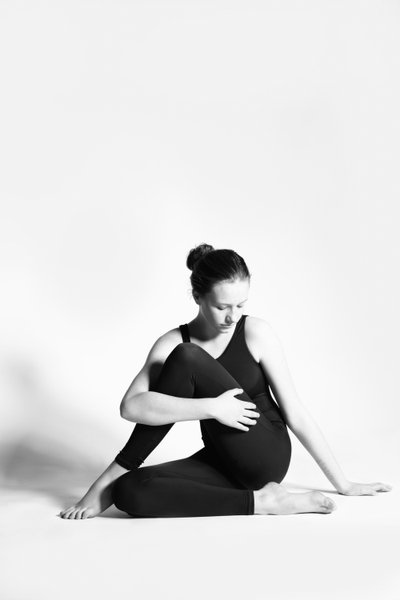 Contemplative Dancer in Black and White