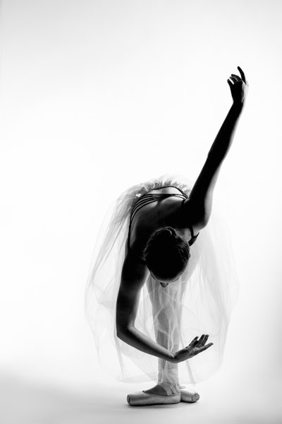 Graceful Ballet Pose: Award-Winner in Black and White