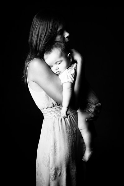 Mother's Embrace: A Portrait in Monochrome