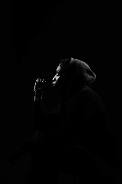 Moody Silhouette with Thoughtful Expression