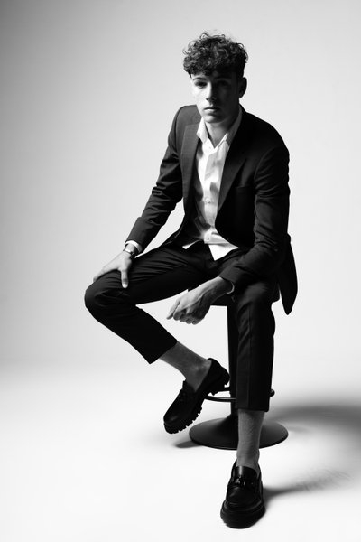 Monochrome Editorial Suit Portrait