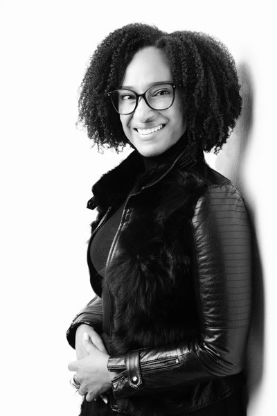 Chic Black-and-White Portrait with Natural Hair