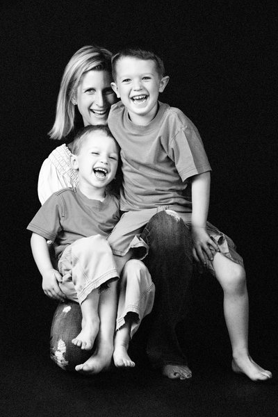Laughing Mum with Two Young Sons