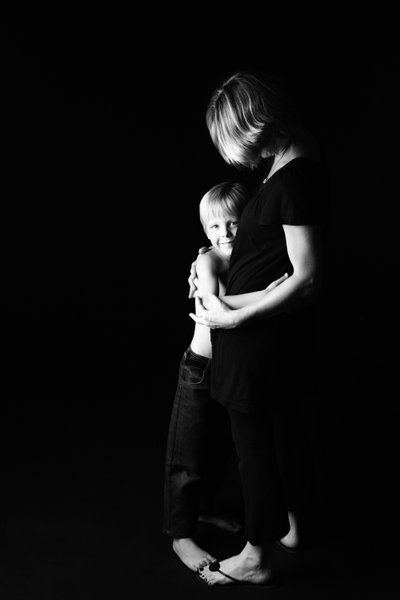 Mother and son silhouette in stillness