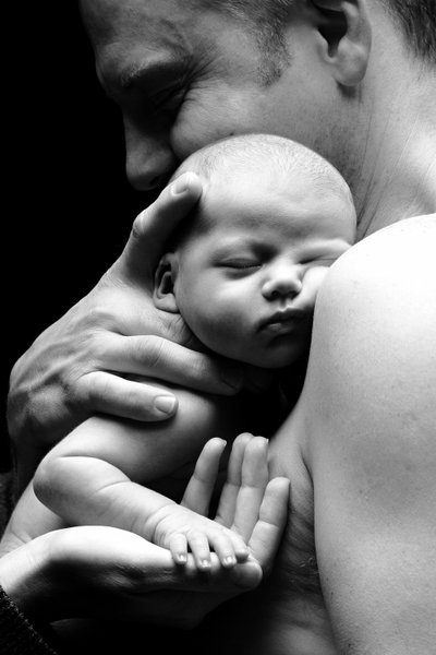 Father and Sleeping Baby Portrait
