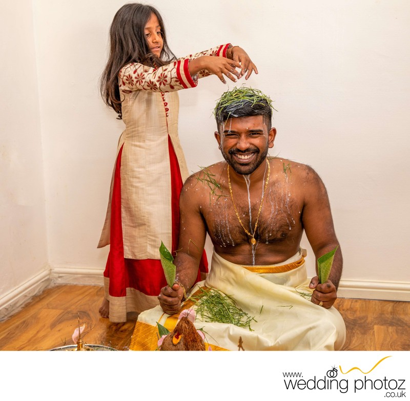 Milk bath ceremony - Tamil wedding photographer