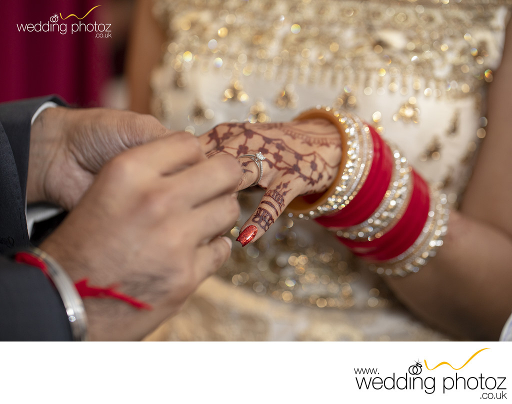 Ring exchange for Indian couple at their civil wedding