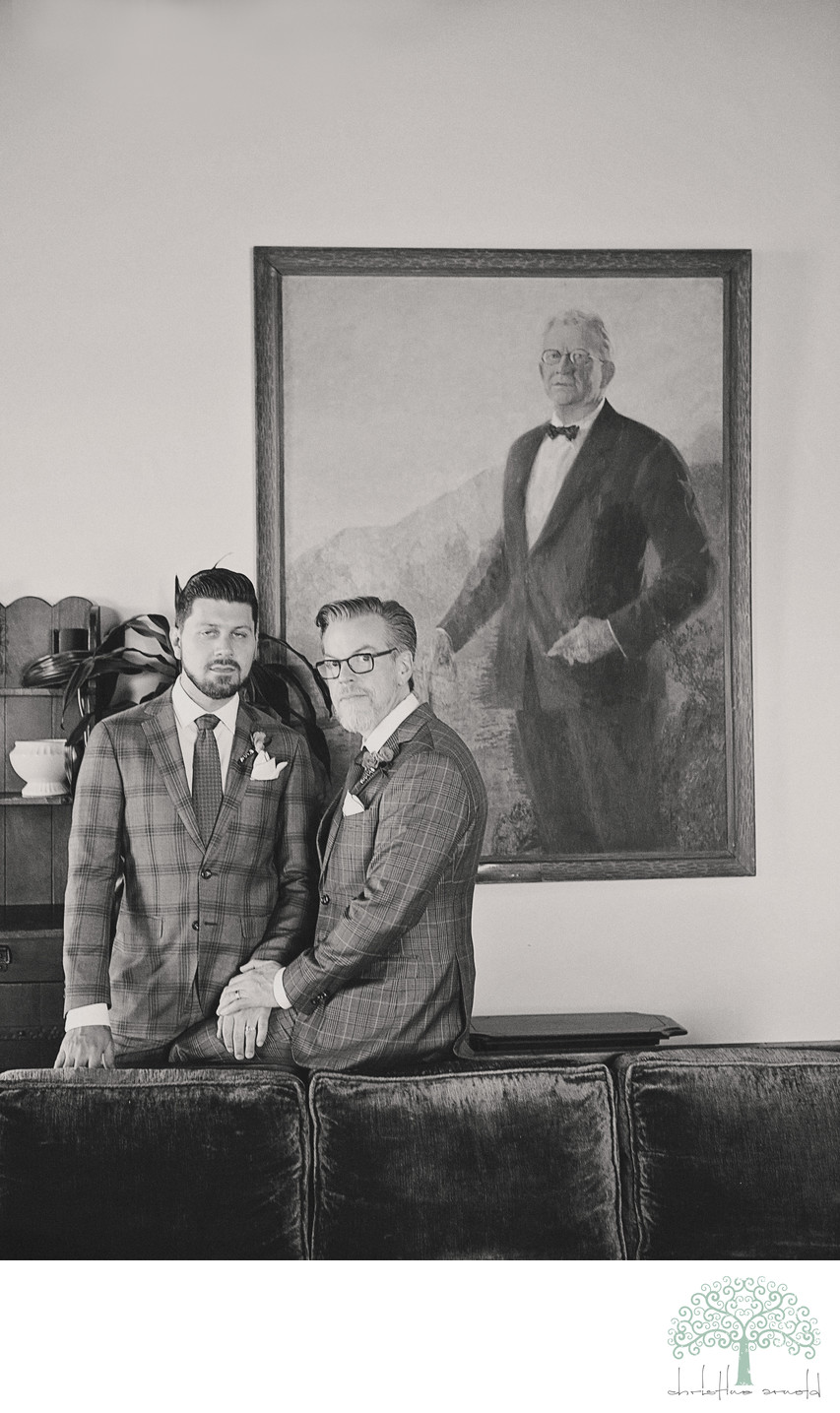 Two grooms portraits at O'Donnell House Palm Springs