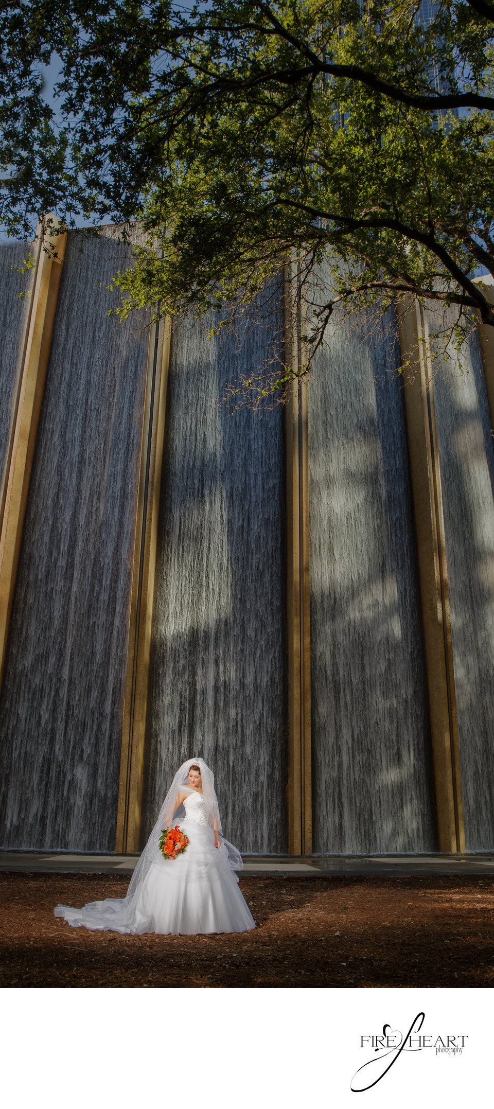 Houston Wall of Water Wedding Bridal Portriats