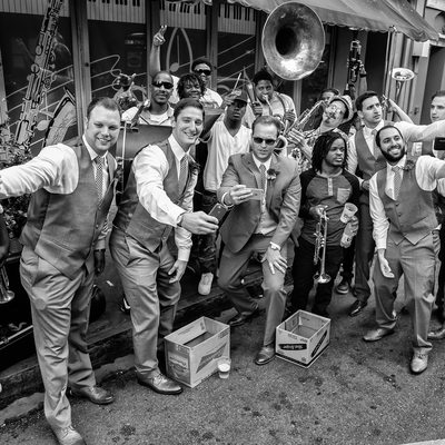 New Orleans Wedding Photographer with street band