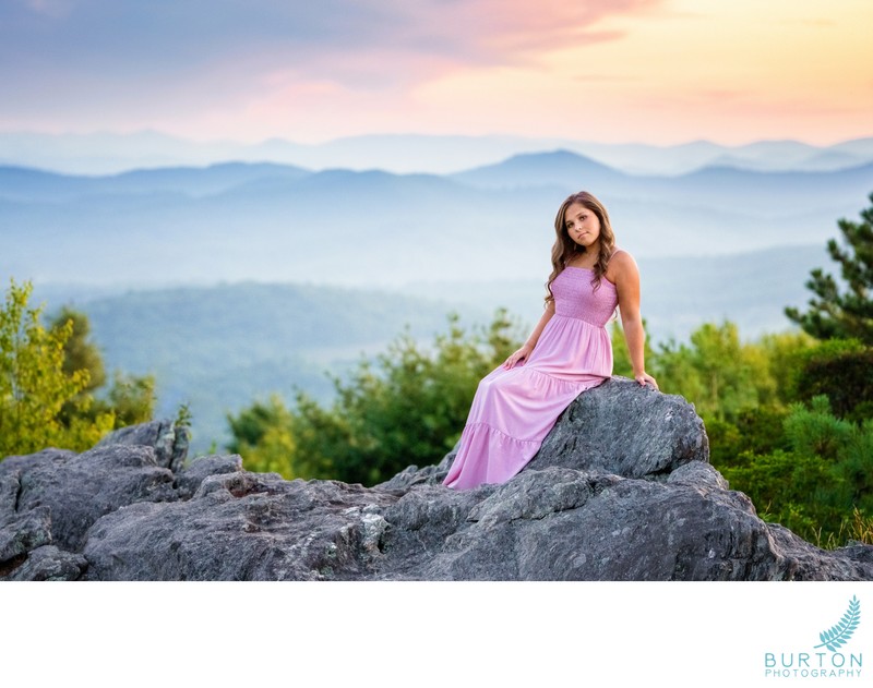 Senior portrait on Blue Ridge Mountains, Boone NC