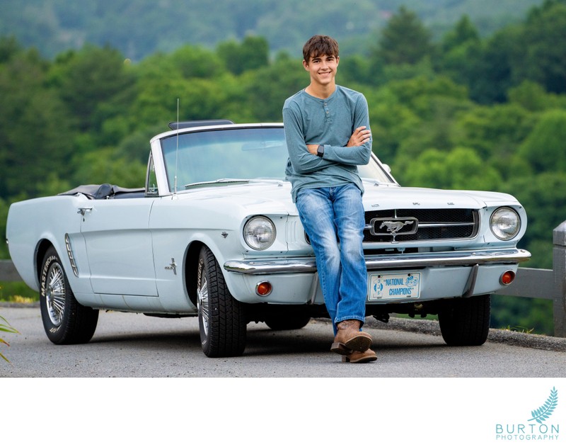 Senior Portrait with 1965 Mustang | Boone, NC