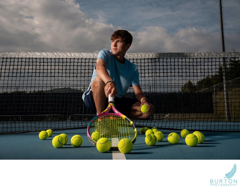 Senior Tennis Portrait Outdoors | Boone, NC