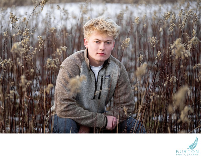 Senior Portrait in Late Fall Goldenrod | Boone, NC