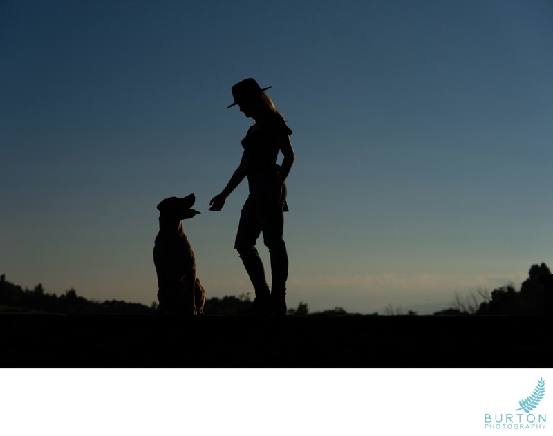 Senior Portrait Silhouette with Dog | Bluffs Lodge, NC