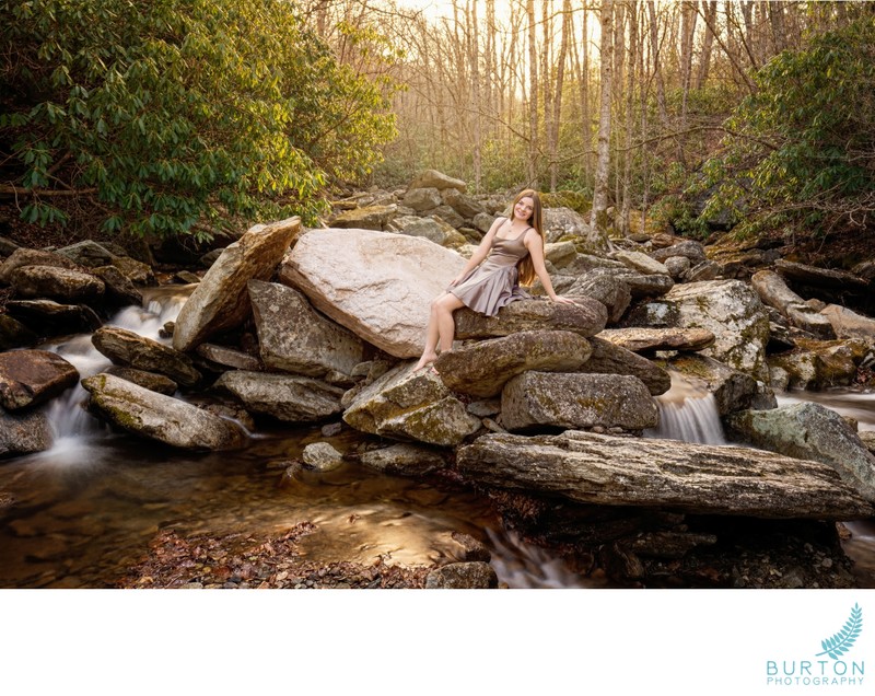 Senior Portrait at Boone Fork Creek | Tanawha Trail, NC