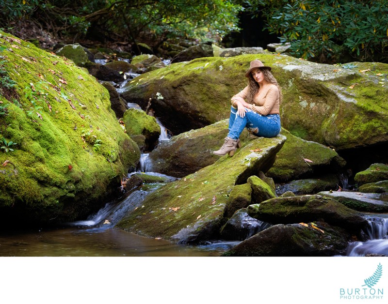 Senior Portrait at Goshen Creek | Blue Ridge Parkway