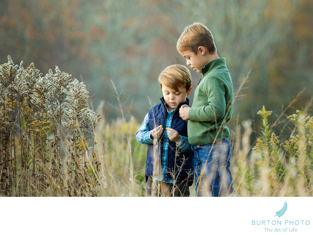 Blowing Rock Portrait of Brothers in a Field