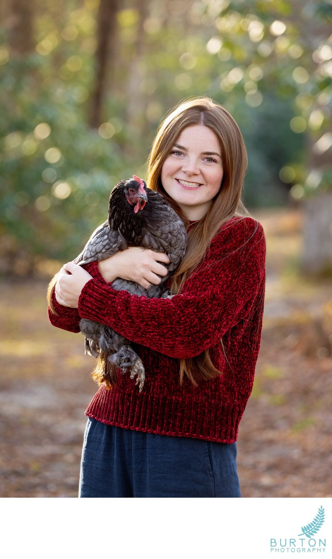 Senior Portrait with Favorite Chicken | Boone, NC
