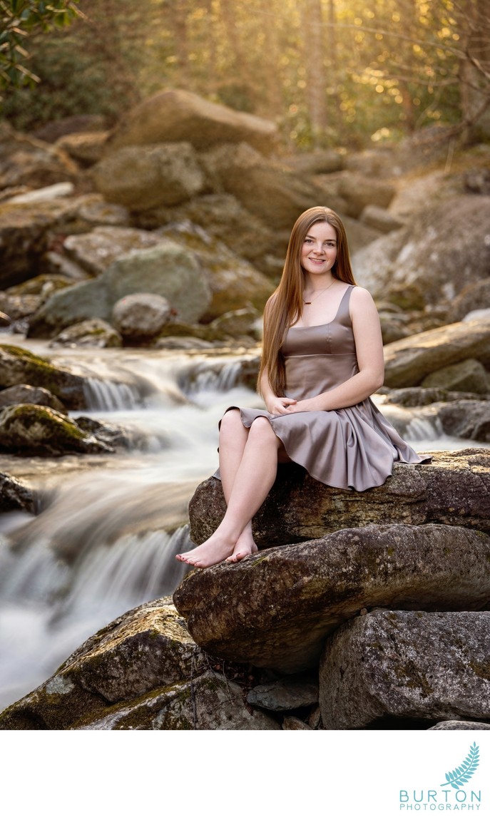 Senior Portrait at Boone Fork Creek | Tanawha Trail