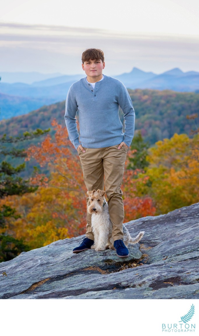 Senior Portrait with Dog | Beacon Heights, Linville NC 