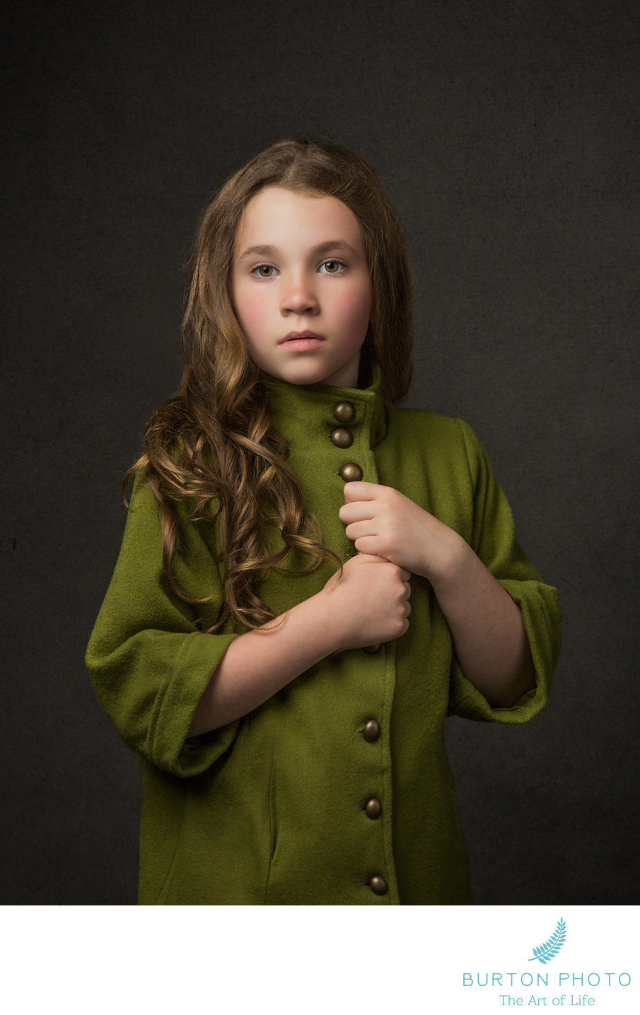 Studio Portrait Girl with Green Coat