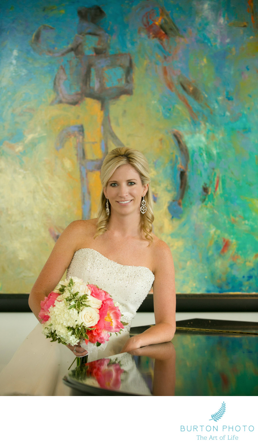 Linville Wedding Photographers Bride with Painting