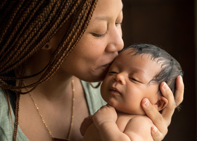 Boone Newborn Portrait Photographer Mom With Baby