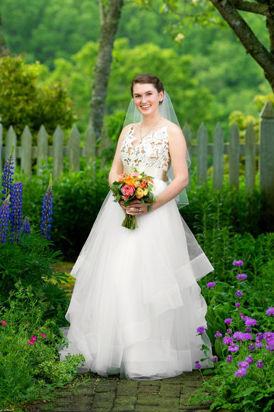 Boone Wedding Photographer Bridal Portrait in Garden