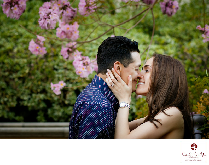 Romantic engagement image at Balboa Park
