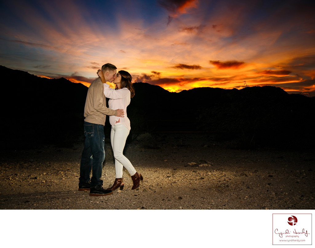 Amazing Desert Sunset Engagement Session