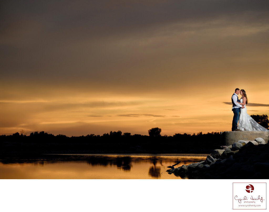 Sunset wedding photos Hidden Lake