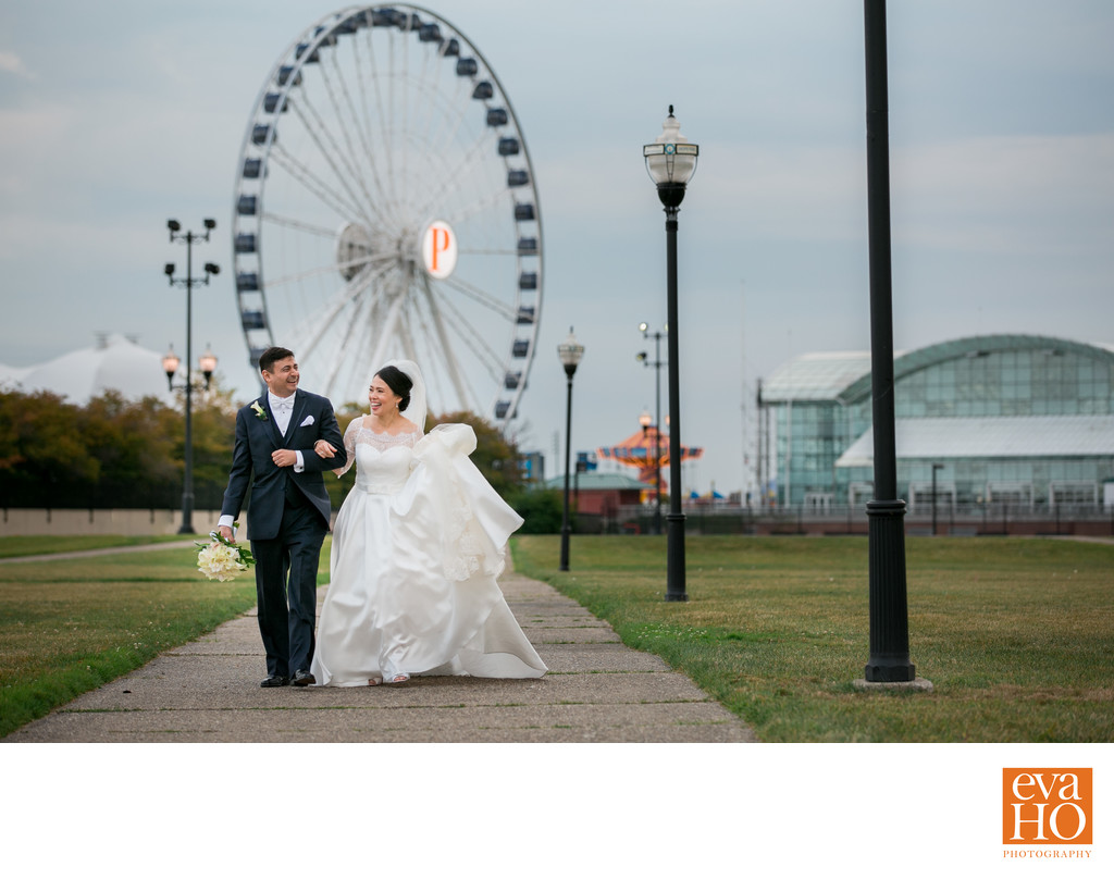 Most Stunning Navy Pier Ferris Wheel Wedding Picture