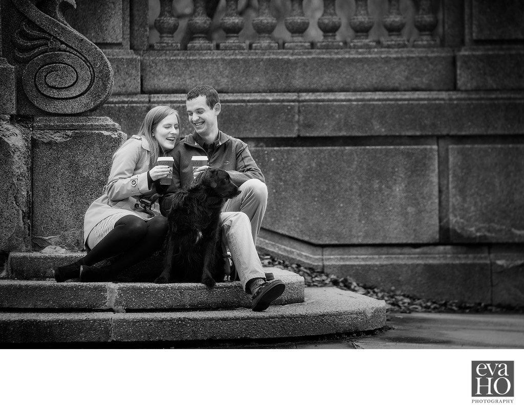 South Loop Engagement Photo with Furry Friend