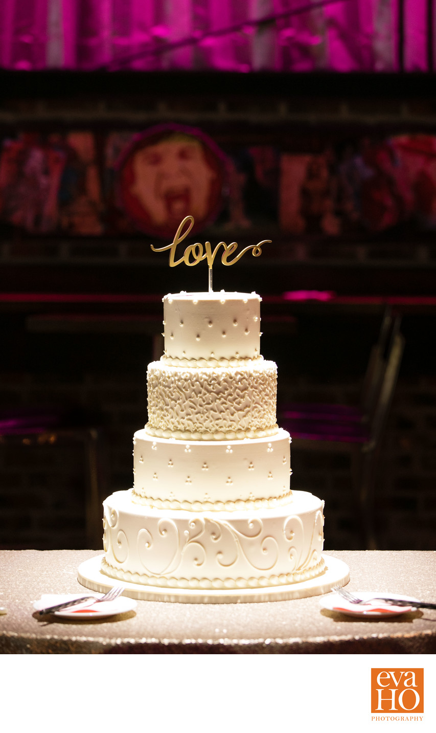 Four-Tier Wedding Cake at Bowling Alley Wedding