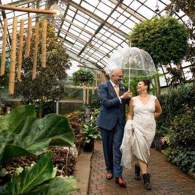 Rainy Day Wedding Portrait at Lincoln Park Conservatory