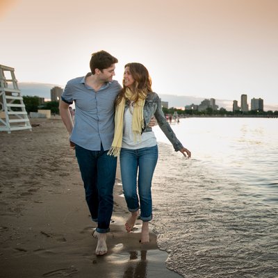Sunset Engagement Photo at North Ave Beach