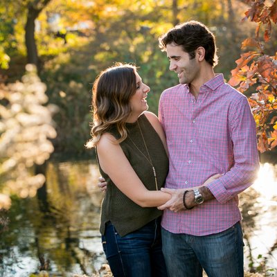 Lincoln Park Lily Pond Fall Time Engagement Shoot