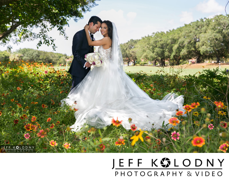 Bride and Groom Romance at Broken Sound Country Club.