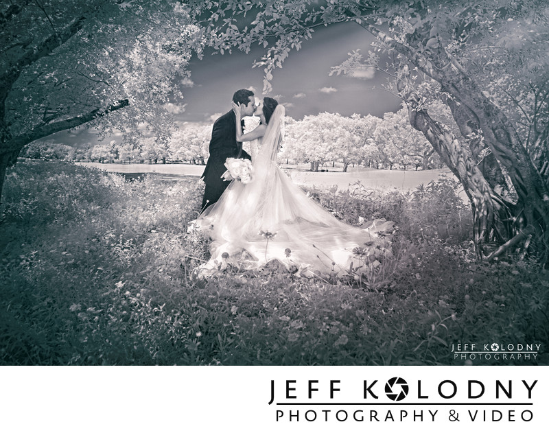 Kissing Bride and Groom at Broken Sound Country Club