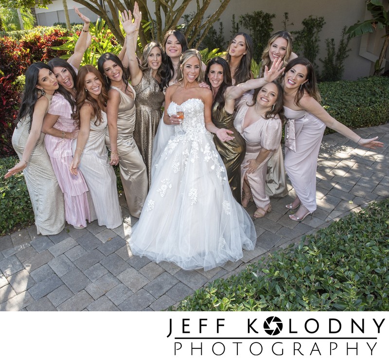 Bride & bridesmaids being silly at a Boca Raton wedding