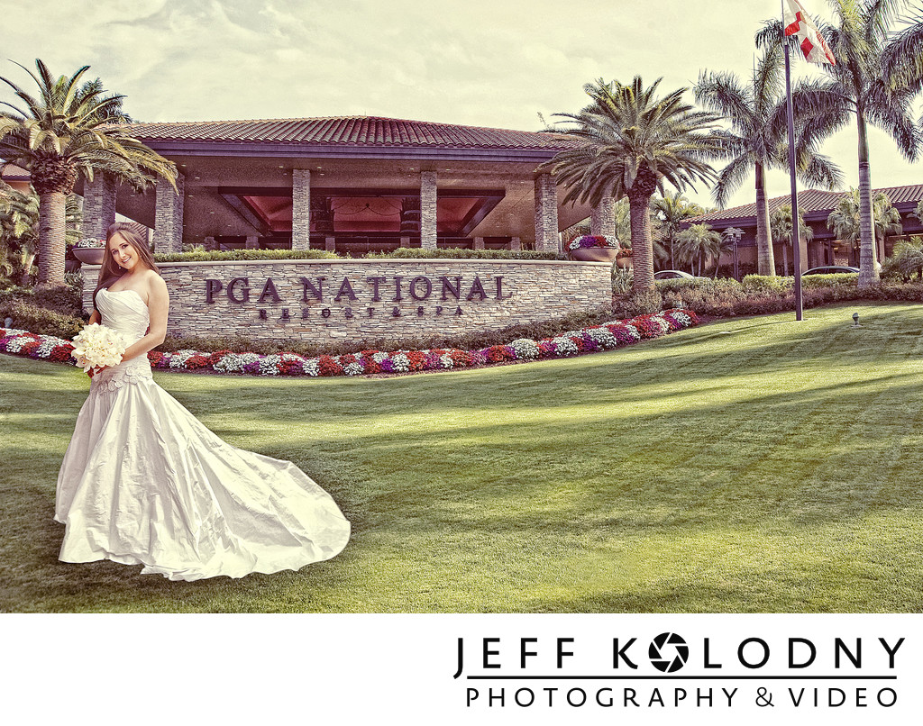 Bride and groom wedding photo taken at PGA Resort