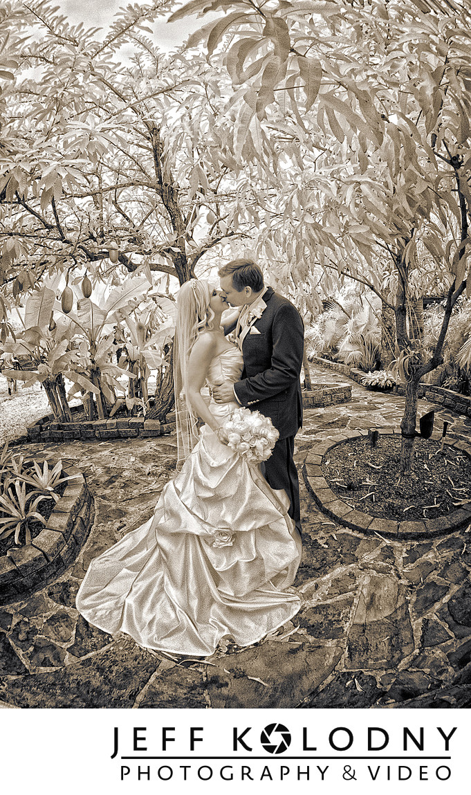 Bride and Groom Kiss at the Four Seasons, Palm Beach