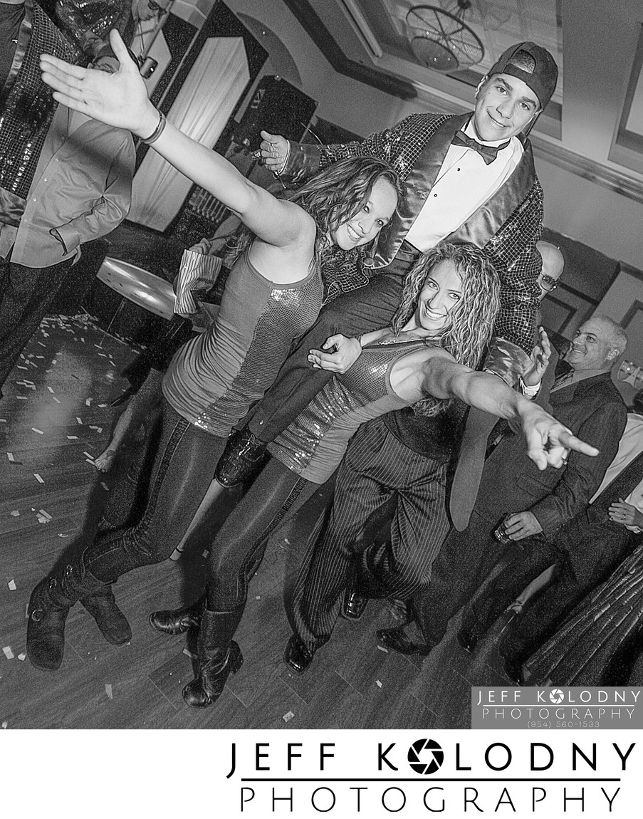 A black and white dutch angle bar mitzvah photo