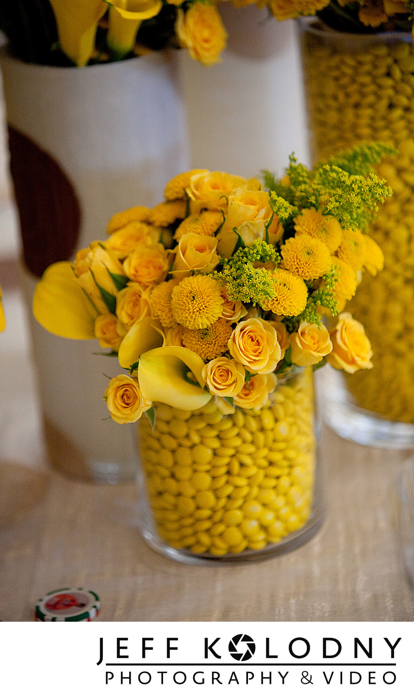 Yellow M&Ms with yellow flowers