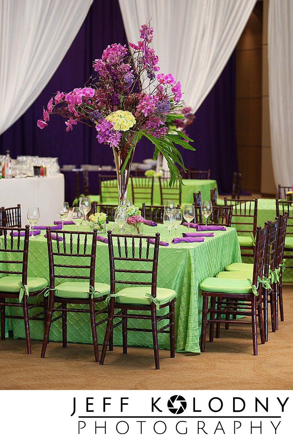 Elegant Purple Floral Centerpiece at Miami Bar Mitzvah