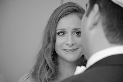 Brides face during her Epic Hotel wedding ceremony.
